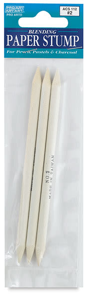 Pro Art Blending Paper Stumps - Front view of hanging package of 3 Paper Stumps