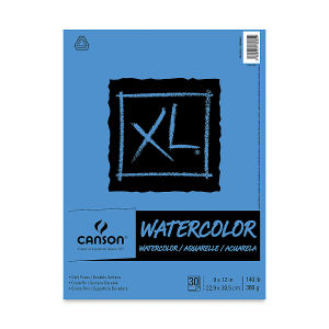 Canson XL Watercolor Pad-30 sheets, Landscape Euro Fold 9" x 12". Front of pad.