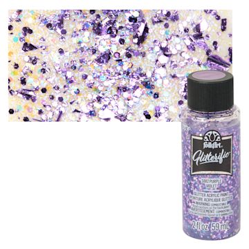 Open in modal - FolkArt Glitterific Acrylic Paint - Purple - Bottle and Swatch