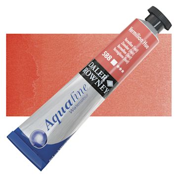 Open in modal - Daler-Rowney Aquafine Watercolor - Vermilion Hue, 8 ml, Tube and swatch