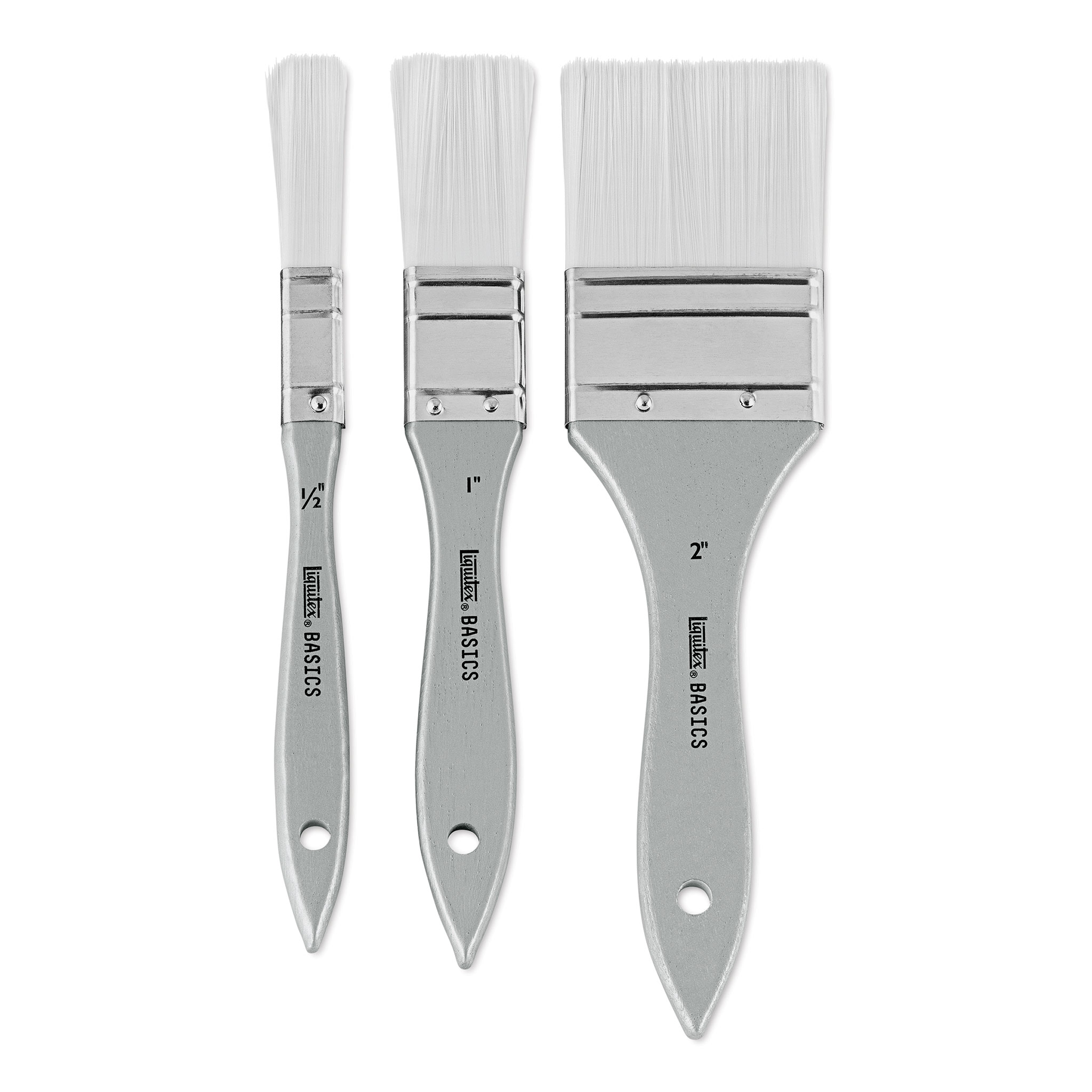 White Synthetic Wide Area Paint Brush Set of 3 