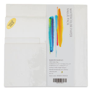 Shizen Professional Watercolor Paper Value Pack - Hot Press, Pkg of 39 Assorted Sheets (Front of packaging)