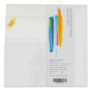 Open in modal - Shizen Professional Watercolor Paper Value Package - 39 assorted sizes of Hot Press sheets shown