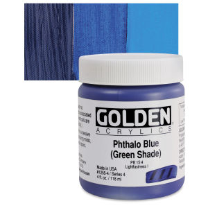 Golden Heavy Body Artist Acrylics - Phthalo Blue (Green Shade), 4 oz Jar