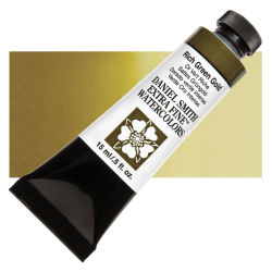 Daniel Smith Extra Fine Watercolor - Rich Green Gold, 15 ml, Tube with Swatch
