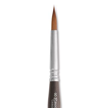 Open in modal - Escoda Chronos Synthetic Travel Brush - Round, Size 8, close-up of the brush