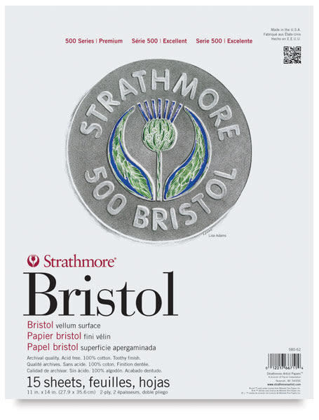 Strathmore Bristol Pad 11" x 14", 2ply, Vellum, 15 Sheets BLICK Art Materials