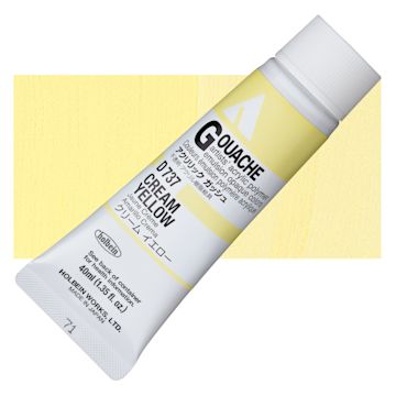 Open in modal - Holbein Acrylic Gouache - Cream Yellow, 40 ml tube and swatch