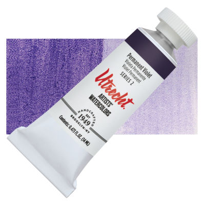 Utrecht Artists' Watercolor Paint - Permanent Violet, 14 ml, Tube with Swatch