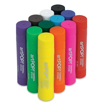 Open in modal - artPOP! Kids Washable Tempera Paint Stick Set of 12, Classic Colors