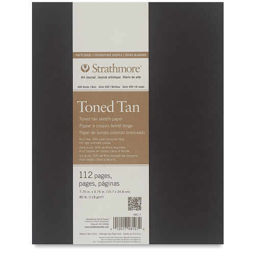 Strathmore Softcover 400 Series Toned Sketch Artist Journal - 9-3/4 x  7-3/4, Tan, 80 lb, 112 Pgs