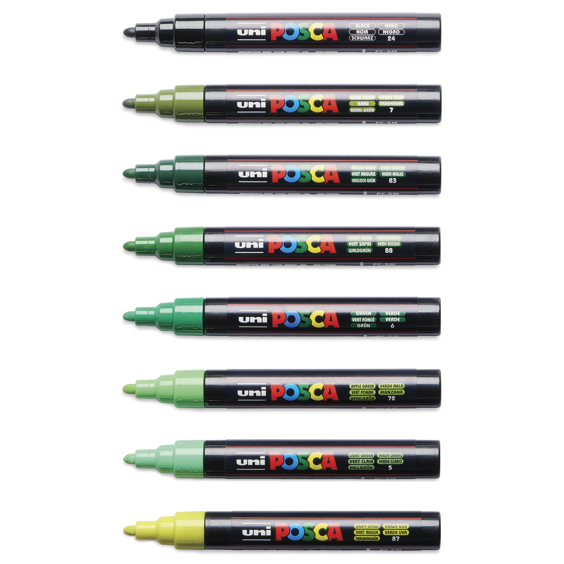 Posca Paint Markers - Set of 8, Green Shade Colors, Medium Bullet