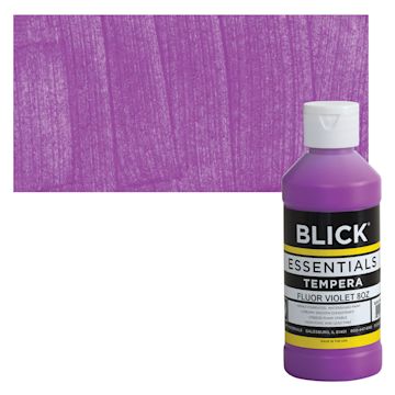 Open in modal - Blick Essentials Tempera - Fluorescent Violet, 8 oz bottle and swatch