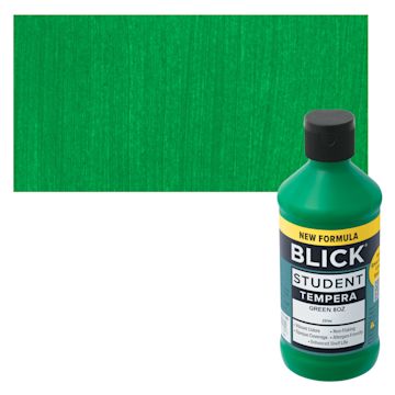 Open in modal - Blick Student Tempera Paint - Green, 8 oz bottle and swatch
