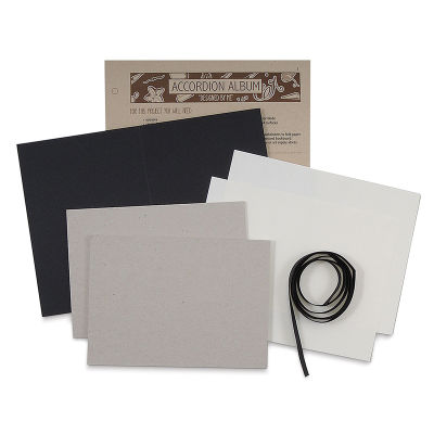 Books by Hand ''Designed by Me'' Blank Cover - Components of Accordion Album Kit with Black Pages
