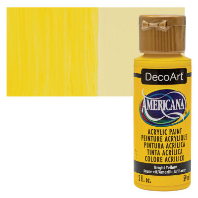 DecoArt Americana Acrylic Paint - Bright Yellow, 2 oz Swatch with bottle