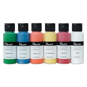 Open in modal - Blick Matte Acrylics - Set of 6, Basic Colors, 2 oz