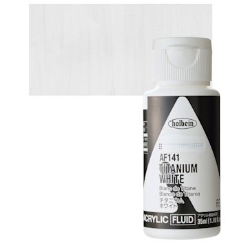 Open in modal - Holbein Fluid Acrylic Paint - Titanium White, 35 ml Bottle and swatch