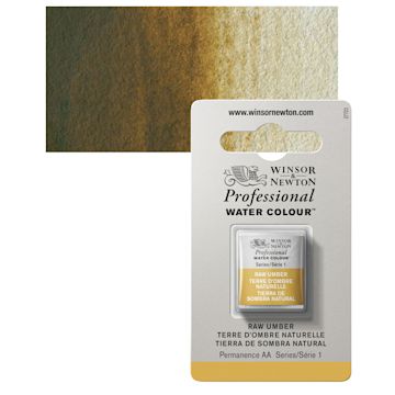 Open in modal - Winsor & Newton Professional Watercolor - Raw Umber, Half Pan and swatch