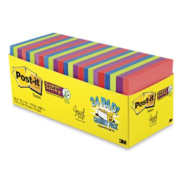 Open in modal - Post-it Super Sticky Notes - Angled view of 24 pc Cabinet Pack in Rio De Janeiro Collection colors