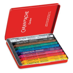 Caran d'Ache Neocolor I Wax Pastels - Assorted Colors, Set of 10 (Inside of Packaging)