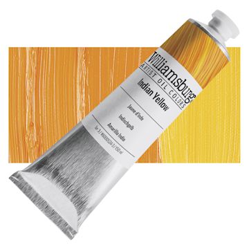 Open in modal - Williamsburg Handmade Oil Paint - Indian Yellow, 150 ml tube and swatch