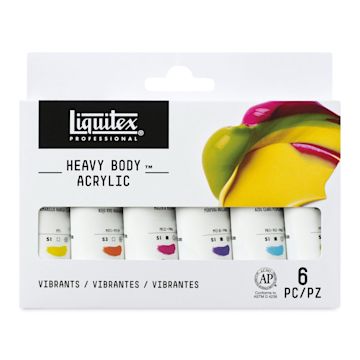 Open in modal - Liquitex Heavy Body Artist Acrylics - Vibrant Set of 6, 22 ml tubes front of package