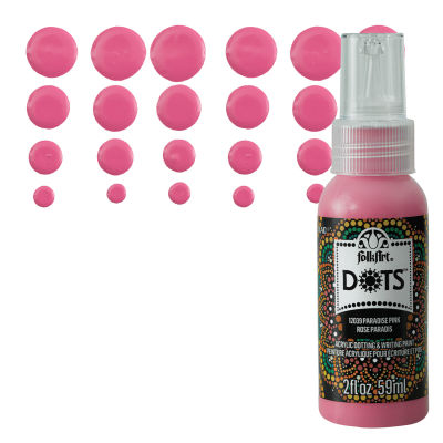 FolkArt Dots Acrylic Paint - Paradise Pink, Swatch with bottle