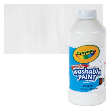 Open in modal - Crayola Washable Paint - White, 16 oz bottle and swatch