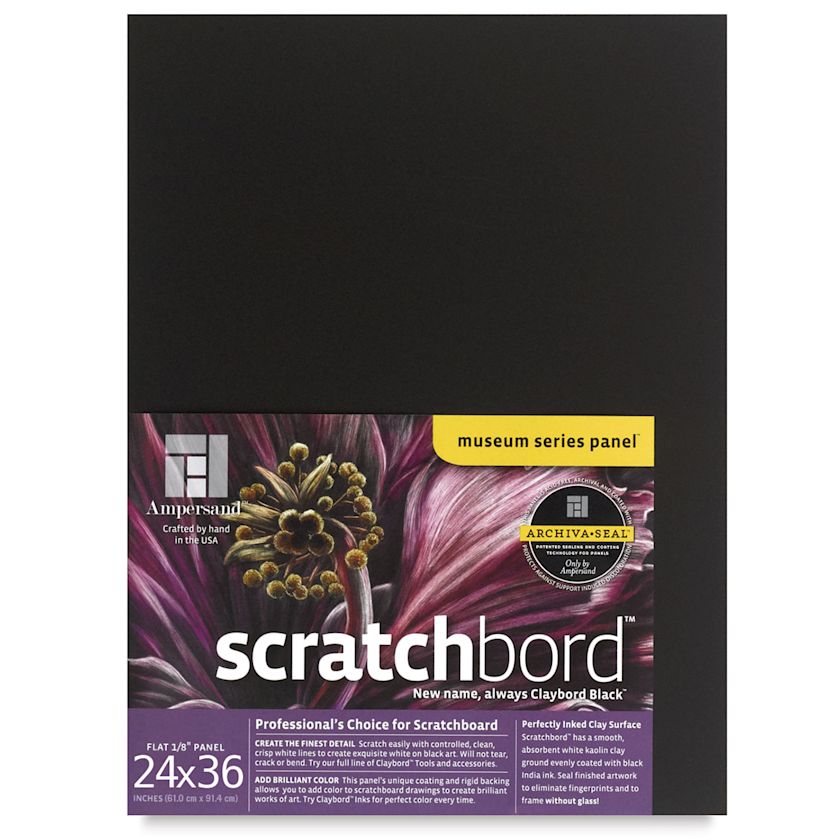 Ampersand Claybord Scratchbord 24" x 36", 1/8" Thick, Black BLICK