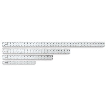 Blick Aluminum Straightedge Rulers - 4 Lengths of Straightedge Rulers shown horizontally