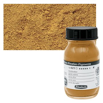 Open in modal - Schmincke Pigment - Gold Ochre, 100 ml Jar and swatch