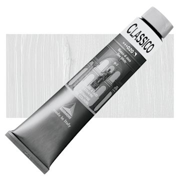 Open in modal - Maimeri Classico Oil Color - Zinc White, 200 ml tube and swatch