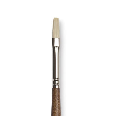 Winsor & Newton Artists' Oil Synthetic Hog Brush - Flat, Size 2, Long Handle (close-up)