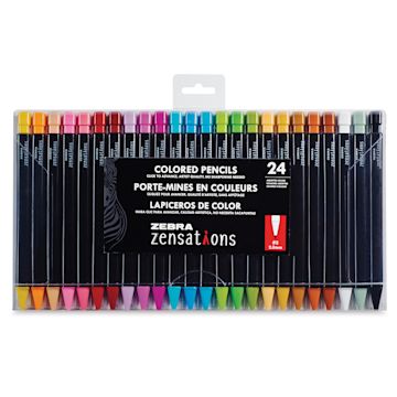 Open in modal - Zebra Zensations Colored Pencils - Front of package showing 24 pencils
