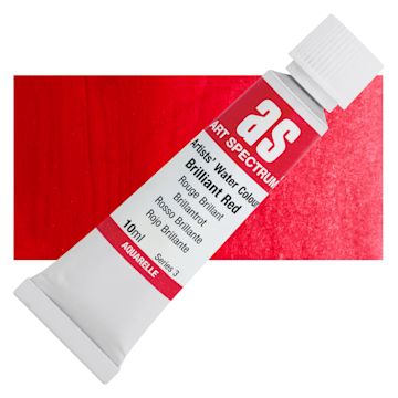 Open in modal - Art Spectrum Artists’ Watercolor Tube - Brilliant Red, 10 ml tube and swatch