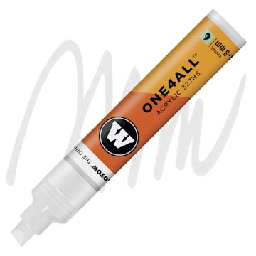Open in modal - Molotow One4All Acrylic Marker - 4–8 mm Tip , Signal White, Chisel Tip marker and swatch
