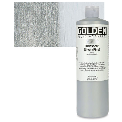 Golden Fluid Acrylics - Iridescent Silver (Fine), 16 oz bottle