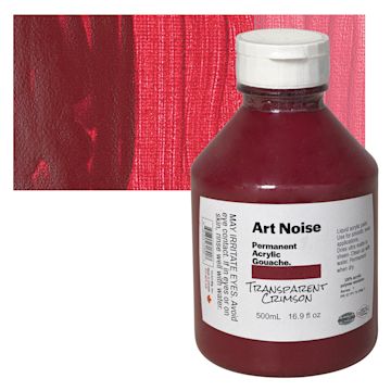 Open in modal - Tri-Art Art Noise Permanent Acrylic Gouache - Transparent Crimson, 500 ml, Bottle and swatch