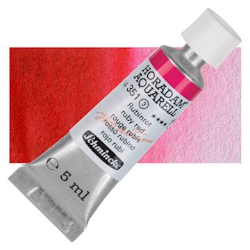 Open in modal - Schmincke Horadam Aquarell Watercolor - Ruby Red, 5 ml tube and swatch