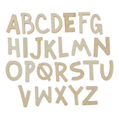 Park Lane Unfinished Wood Letters - Uppercase, Fun Sans Serif letters laid out