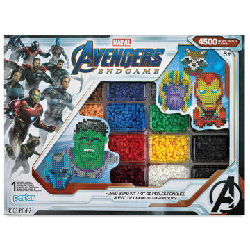 Perler Marvel Avengers Fused Bead Kit, front of the packaging