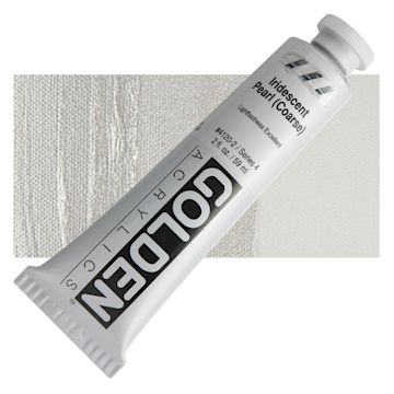 Open in modal - Golden Heavy Body Artist Acrylic - Iridescent Pearl (Coarse), 2 oz Tube and swatch