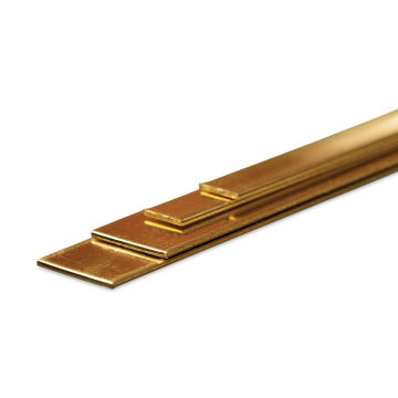 K&S Bendable Metal Shape - Brass, Strips, 1/32"D x 1/4"W & 1/2"W, Pkg of 4 (contents)