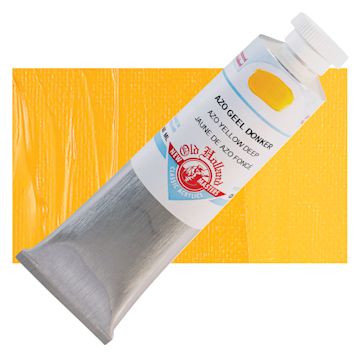 Open in modal - Old Holland New Masters Classic Acrylic Paint - Azo Yellow Deep tube and swatch