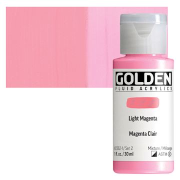 Open in modal - Golden Fluid Acrylic - Light Magenta, 1 oz bottle and swatch