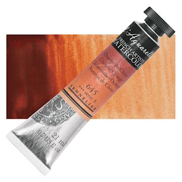 Open in modal - Sennelier French Artists' Watercolor - Chinese Orange, 21 ml, Tube and swatch