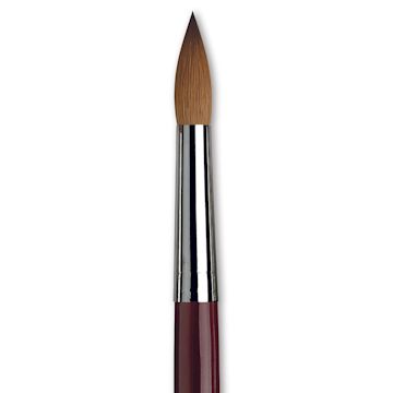 Open in modal - Da Vinci Kolinsky Red Oil Sable Brush - Round, Long Handle, Size 28 close up
