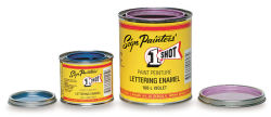 1-Shot Lettering Enamel - front view of 2 cans, shown open