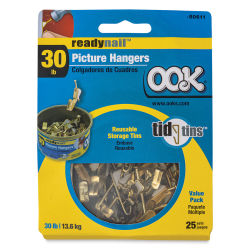 OOK ReadyNail Picture Hook Pack - 30 lb Capacity, Tidy Tin, Pkg of 30